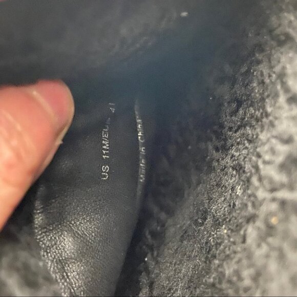 NEW Vince Loni Slippers Black Size 11 Lamb Fur Shearling Round Toe Minimalist - Picture 12 of 13